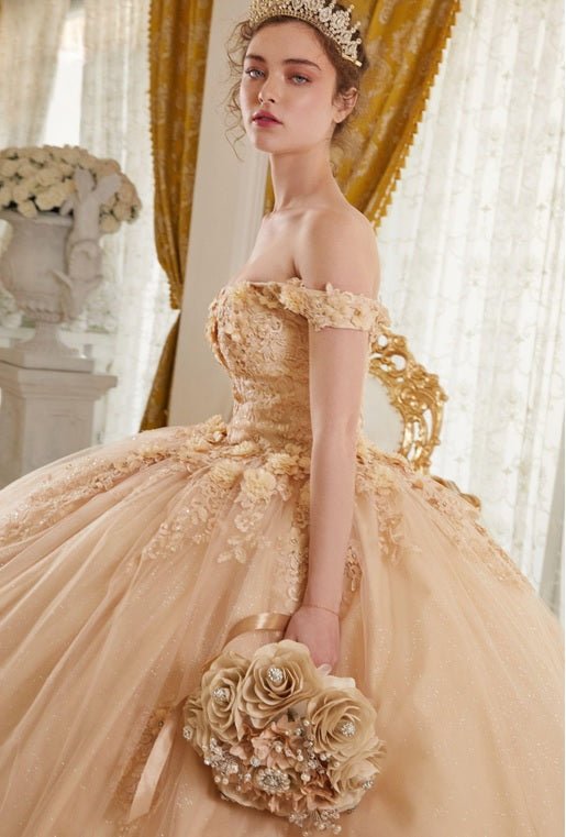 Quinceanera dama dresses gold best sale