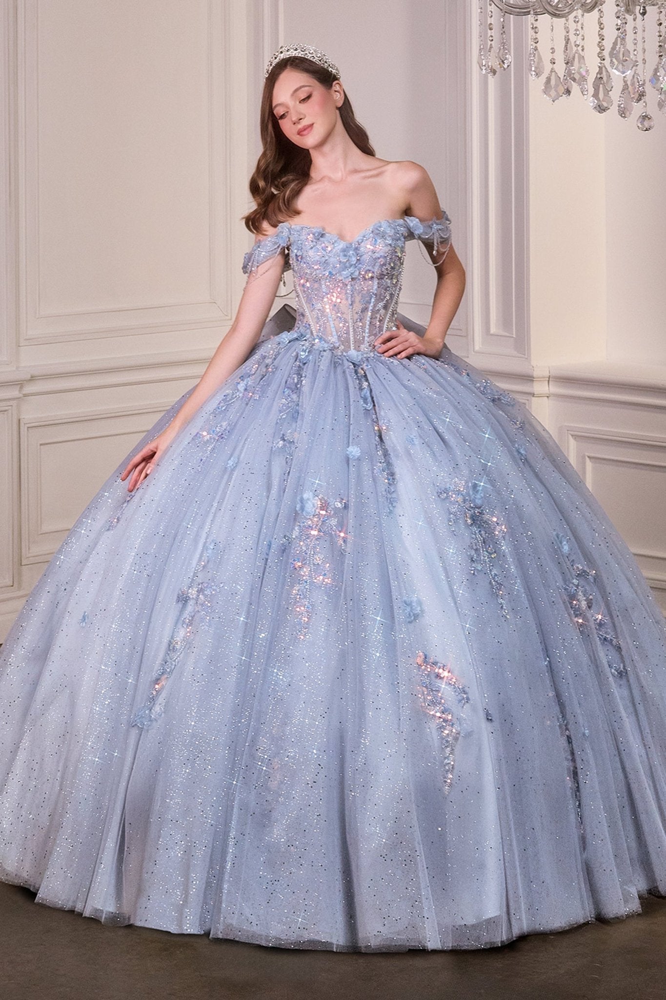 blue cinderella wedding dress Cinderella Couture 8071J Long Quinceanera Dress Lilac / XSmall