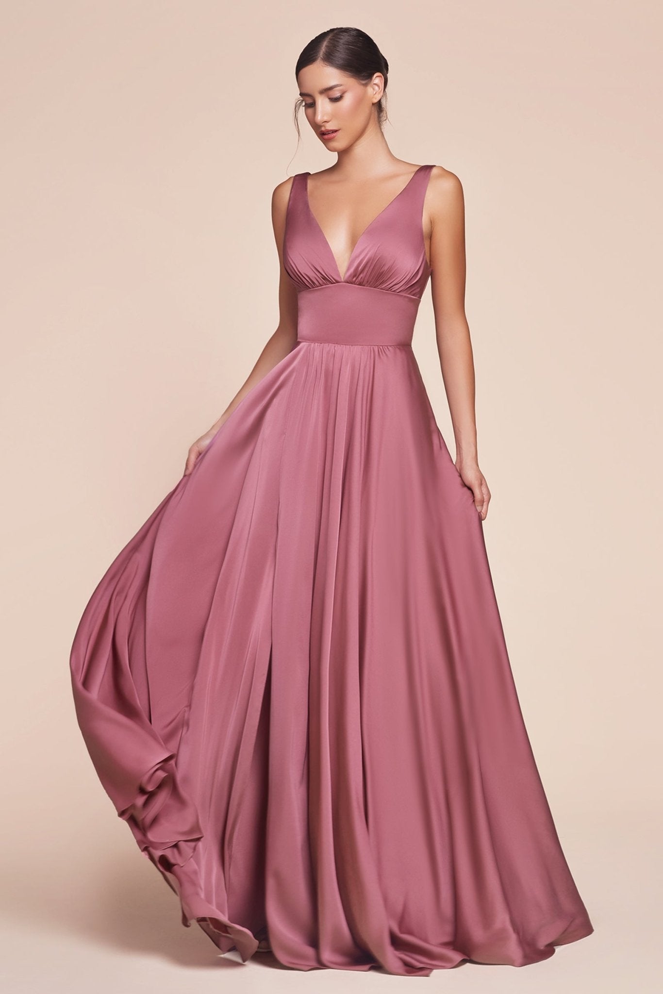 Satin Flowy A-line Dress by Cinderella Divine - 7469 (size 14-22) - Special Occasion/Curves