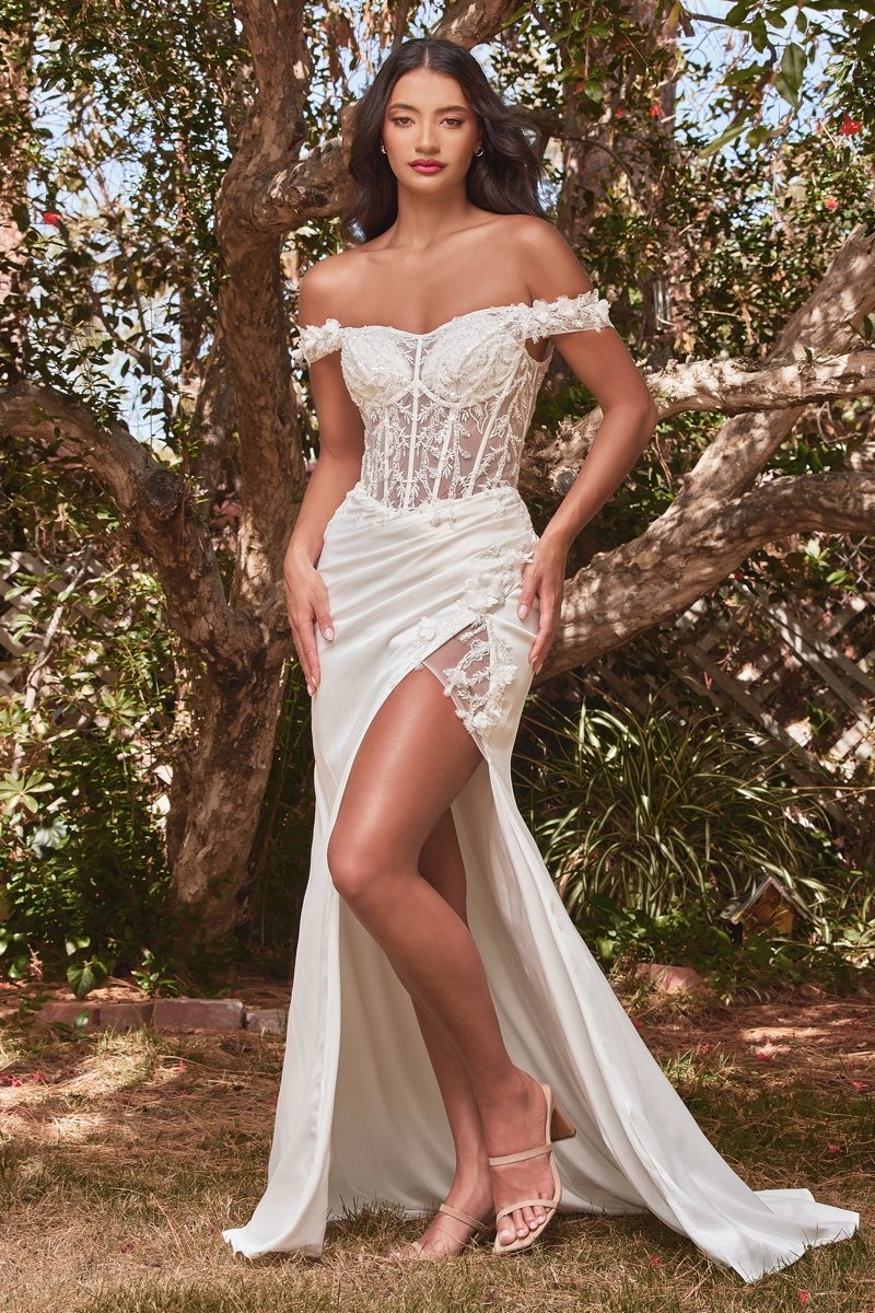 off the shoulder cinderella wedding dress CD0186W | FITTED DRESS – Ladivine by Cinderella Divine