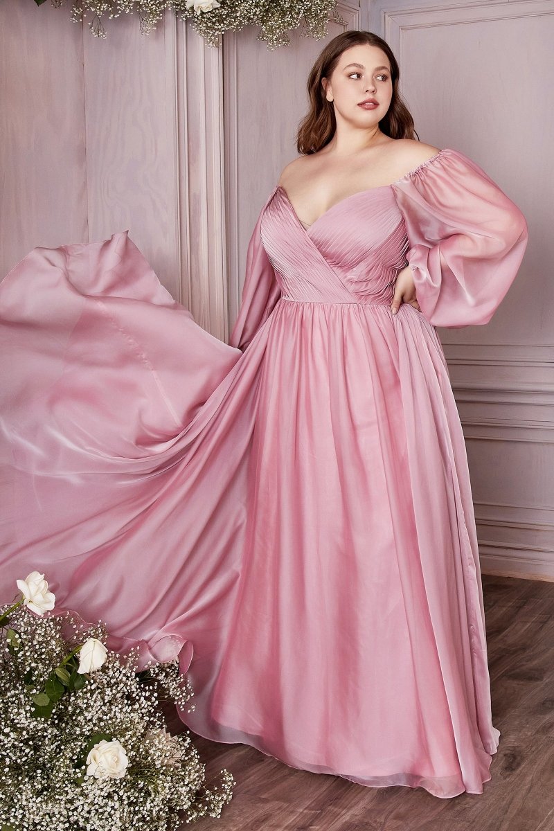 cinderella divine cd243 off shoulder long sleeve formal prom dress Ladivine CD243