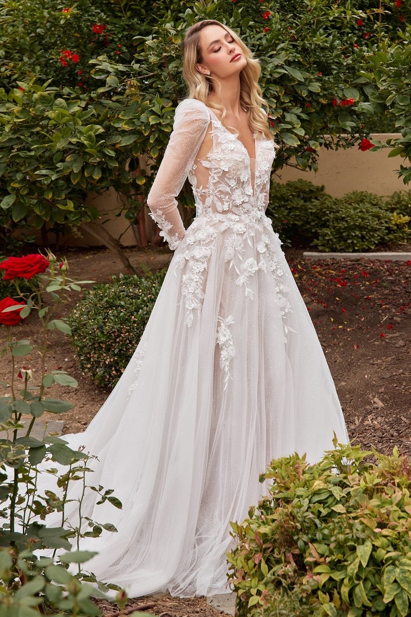white cinderella dress CDS436W | LONG SLEEVES – Ladivine by Cinderella Divine