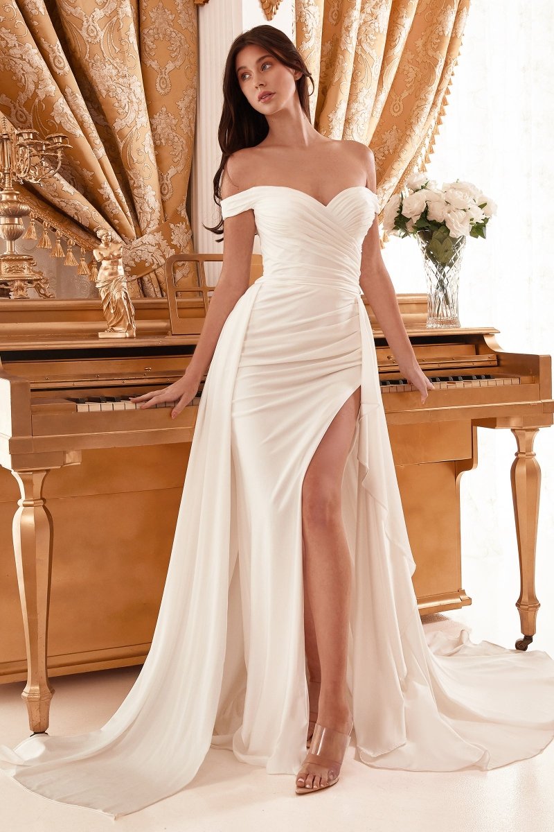 off the shoulder cinderella wedding dress Draped Off The Shoulder Bridal Gown