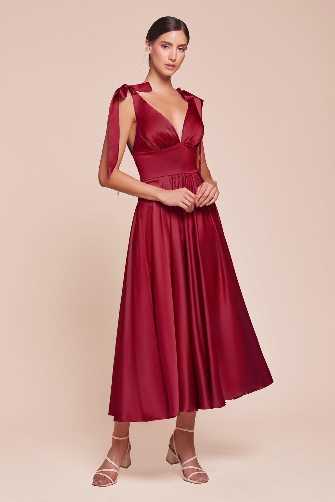 Ladivine 7499 - A-Line Tea Length Dress